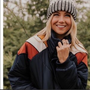 Free people puffer ski navy jacket NWT